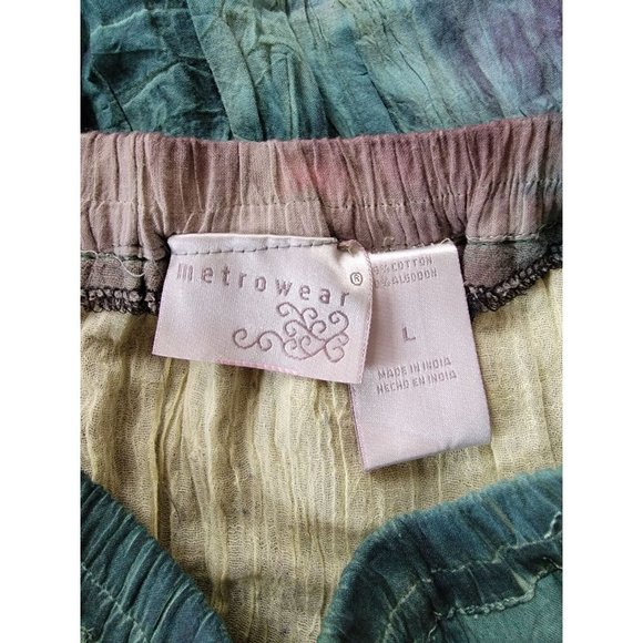 METROWEAR Women's Multicolored Tie Dyed Broomstick Maxi Skirt Lace Accents Large - Picture 2 of 7